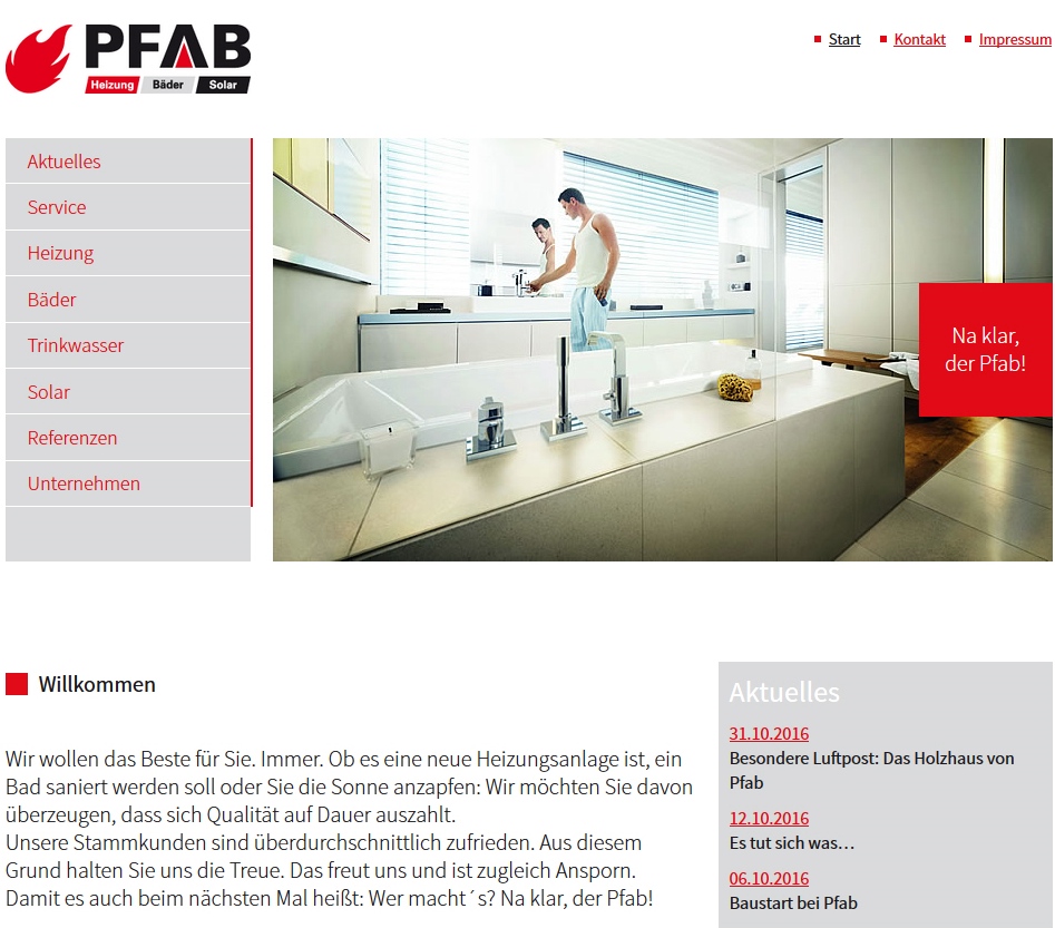 Screenshot Internetseite Pfab